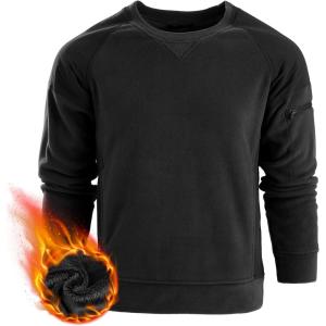 imageFREE SOLDIER Mens Tactical Winter Fleece Pullover Hoodie Warm Long Fleece lined Hooded SweatshirtHatlessblack