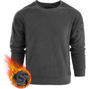 imageFREE SOLDIER Mens Tactical Winter Fleece Pullover Hoodie Warm Long Fleece lined Hooded SweatshirtHatlessgrey