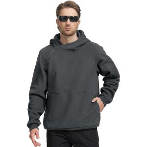 imageFREE SOLDIER Mens Tactical Winter Fleece Pullover Hoodie Warm Long Fleece lined Hooded SweatshirtLight Grey
