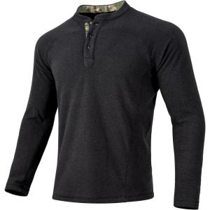imageFREE SOLDIER Mens Thermal Fleece Pullover Sweater Henley Long Sleeve shirts For MenWinter Lightweight SweatshirtBasic Black
