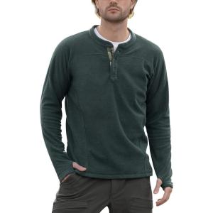 imageFREE SOLDIER Mens Thermal Fleece Pullover Sweater Henley Long Sleeve shirts For MenWinter Lightweight SweatshirtBasic Turquoise