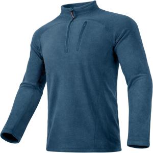 imageFREE SOLDIER Mens Thermal Fleece Pullover Sweater Henley Long Sleeve shirts For MenWinter Lightweight SweatshirtSapphire