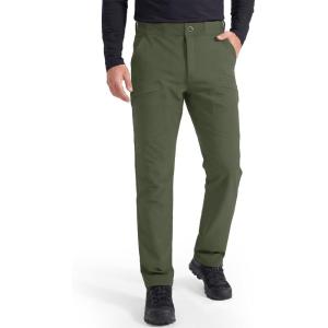 imageFREE SOLDIER Mens Warm Insulated Waterproof Fleece Lined Pants Outdoor Rain Hiking Thermal PantsThick Army Green