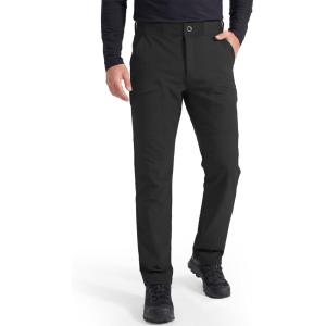 imageFREE SOLDIER Mens Warm Insulated Waterproof Fleece Lined Pants Outdoor Rain Hiking Thermal PantsThick Black