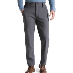 imageFREE SOLDIER Mens Warm Windproof Winter Fleece Lined Pants Hiking ExpandableWaist Softshell Snow Ski PantsGrey