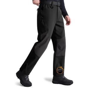 imageFREE SOLDIER Mens Waterproof Ski Pants Winter Thermal Insulated Snow Ski Pants with Zipper PocketsDark Black