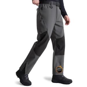 imageFREE SOLDIER Mens Waterproof Ski Pants Winter Thermal Insulated Snow Ski Pants with Zipper PocketsGray Black
