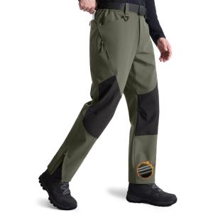 imageFREE SOLDIER Mens Waterproof Ski Pants Winter Thermal Insulated Snow Ski Pants with Zipper PocketsGreen Black