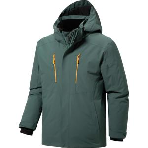 imageFREE SOLDIER Mens Waterproof Ski Snow Jacket Warm Winter Coat Snowboarding Raincoat Hooded Fully Taped SeamsDeep Green