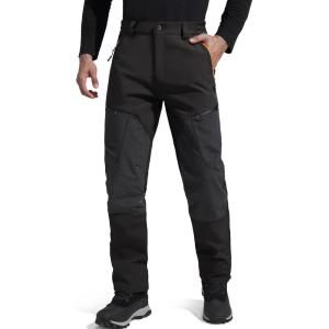 imageFREE SOLDIER Waterproof Mens Ski Pants Hiking Outdoor Snowboard Snow Pants with Bottom Leg ZipperDark Black 38W x 32L