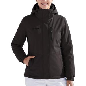 imageFREE SOLDIER Womens Waterproof Ski Jacket Fleece Lined Warm Winter Snow Coat Windproof Hooded RaincoatBlack