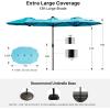 imageFREE SOLDIER 13ft Patio Umbrella with 36 LED Solar Lights Double Sided Outdoor Umbrella for Patio Table Umbrella with Solar lights for Garden Yard Pool BeigeTurquoise