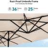 imageFREE SOLDIER 13ft Patio Umbrella with 36 LED Solar Lights Double Sided Outdoor Umbrella for Patio Table Umbrella with Solar lights for Garden Yard Pool BeigeBeige