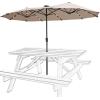 imageFREE SOLDIER 13ft Patio Umbrella with 36 LED Solar Lights Double Sided Outdoor Umbrella for Patio Table Umbrella with Solar lights for Garden Yard Pool BeigeBeige