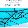imageFREE SOLDIER 13ft Patio Umbrella with 36 LED Solar Lights Double Sided Outdoor Umbrella for Patio Table Umbrella with Solar lights for Garden Yard Pool BeigeTurquoise