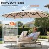 imageFREE SOLDIER 13ft Patio Umbrella with 36 LED Solar Lights Double Sided Outdoor Umbrella for Patio Table Umbrella with Solar lights for Garden Yard Pool BeigeBeige
