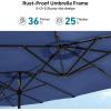imageFREE SOLDIER 13ft Patio Umbrella with 36 LED Solar Lights Double Sided Outdoor Umbrella for Patio Table Umbrella with Solar lights for Garden Yard Pool BeigeNavy