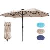 imageFREE SOLDIER 13ft Patio Umbrella with 36 LED Solar Lights Double Sided Outdoor Umbrella for Patio Table Umbrella with Solar lights for Garden Yard Pool BeigeBeige