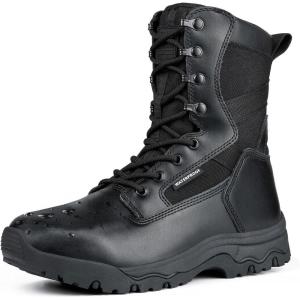 imageFREE SOLDIER Mens Work Tactical Boots 8 Inches Lightweight Combat Boots Durable Suede Leather Military Boot Desert BootDark Black