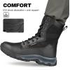imageFREE SOLDIER Mens Work Tactical Boots 8 Inches Side Zipper Lightweight Combat Boots Durable Suede Leather Military Boot Desert BootBlack
