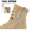 imageFREE SOLDIER Mens Work Tactical Boots 8 Inches Side Zipper Lightweight Combat Boots Durable Suede Leather Military Boot Desert BootSand