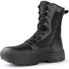 imageFREE SOLDIER Mens Work Tactical Boots 8 Inches Side Zipper Lightweight Combat Boots Durable Suede Leather Military Boot Desert BootBlack