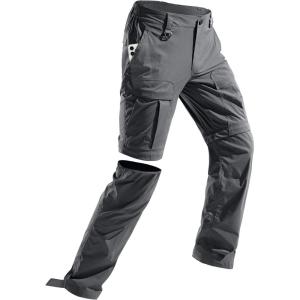 imageFREE SOLDIER Mens Hiking Convertible Pants Waterproof Quick Dry Zip Off Cargo Fishing PantsDark Gray