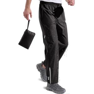 imageFREE SOLDIER Mens Lightweight Rain Pants Windproof Waterproof Packable Hiking Fishing Outdoor PantsBlack
