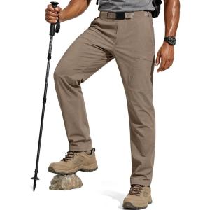 imageFREE SOLDIER Mens Outdoor Cargo Hiking Pants with Belt Lightweight Waterproof Quick Dry Tactical Pants Nylon Spandex 30W x 30L Sand