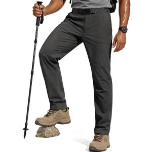 imageFREE SOLDIER Mens Outdoor Cargo Hiking Pants with Belt Lightweight Waterproof Quick Dry Tactical Pants Nylon SpandexBlack