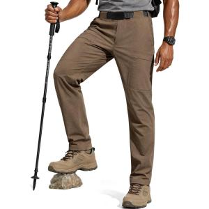 imageFREE SOLDIER Mens Outdoor Cargo Hiking Pants with Belt Lightweight Waterproof Quick Dry Tactical Pants Nylon SpandexBrown