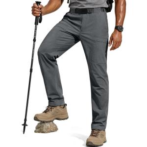 imageFREE SOLDIER Mens Outdoor Cargo Hiking Pants with Belt Lightweight Waterproof Quick Dry Tactical Pants Nylon SpandexDark Gray