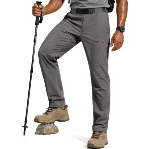 imageFREE SOLDIER Mens Outdoor Cargo Hiking Pants with Belt Lightweight Waterproof Quick Dry Tactical Pants Nylon SpandexGray