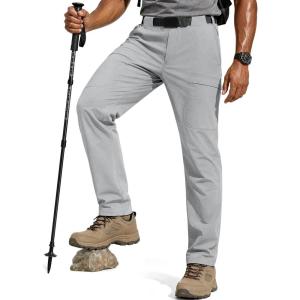imageFREE SOLDIER Mens Outdoor Cargo Hiking Pants with Belt Lightweight Waterproof Quick Dry Tactical Pants Nylon SpandexLight Gray