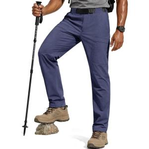 imageFREE SOLDIER Mens Outdoor Cargo Hiking Pants with Belt Lightweight Waterproof Quick Dry Tactical Pants Nylon SpandexNavy