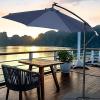 imageFREE SOLDIER 10FT Patio Offset Umbrella with 32 LED Lights Solar LED Cantilever Umbrella With Crank and Cross Base Outdoor Hanging Market Patio Umbrella for Garden Yard Deck PoolNavy