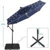 imageFREE SOLDIER 10FT Patio Offset Umbrella with 32 LED Lights Solar LED Cantilever Umbrella With Crank and Cross Base Outdoor Hanging Market Patio Umbrella for Garden Yard Deck PoolNavy
