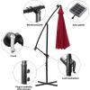imageFREE SOLDIER 10FT Patio Offset Umbrella with 32 LED Lights Solar LED Cantilever Umbrella With Crank and Cross Base Outdoor Hanging Market Patio Umbrella for Garden Yard Deck PoolBurgundy