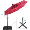 imageFREE SOLDIER 10FT Patio Offset Umbrella with 32 LED Lights Solar LED Cantilever Umbrella With Crank and Cross Base Outdoor Hanging Market Patio Umbrella for Garden Yard Deck PoolBurgundy