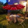 imageFREE SOLDIER 10FT Patio Offset Umbrella with 32 LED Lights Solar LED Cantilever Umbrella With Crank and Cross Base Outdoor Hanging Market Patio Umbrella for Garden Yard Deck PoolBurgundy