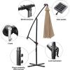 imageFREE SOLDIER 10FT Patio Offset Umbrella with 32 LED Lights Solar LED Cantilever Umbrella With Crank and Cross Base Outdoor Hanging Market Patio Umbrella for Garden Yard Deck PoolBeige