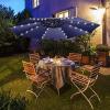 imageFREE SOLDIER 10FT Patio Offset Umbrella with 32 LED Lights Solar LED Cantilever Umbrella With Crank and Cross Base Outdoor Hanging Market Patio Umbrella for Garden Yard Deck PoolNavy