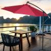 imageFREE SOLDIER 10FT Patio Offset Umbrella with 32 LED Lights Solar LED Cantilever Umbrella With Crank and Cross Base Outdoor Hanging Market Patio Umbrella for Garden Yard Deck PoolBurgundy