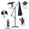 imageFREE SOLDIER 10FT Patio Offset Umbrella with 32 LED Lights Solar LED Cantilever Umbrella With Crank and Cross Base Outdoor Hanging Market Patio Umbrella for Garden Yard Deck PoolNavy