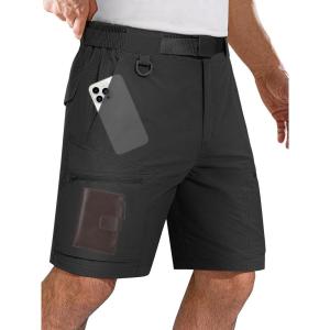 imageFREE SOLDIER Mens Cargo Hiking Shorts Lightweight Quick Dry Nylon Shorts with Belt for Tactical WorkBlack