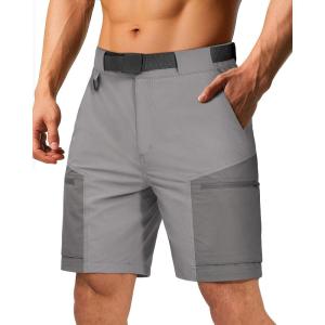imageFREE SOLDIER Mens Cargo Hiking Shorts Lightweight Quick Dry Nylon Shorts with Belt for Tactical WorkMixgray