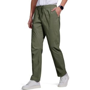 imageFREE SOLDIER Mens Elastic Waist Lightweight Water Resistant QuickDry Hiking Outdoor Casual Sweatpants PantsArmy Green