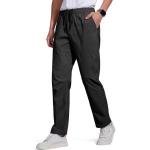 imageFREE SOLDIER Mens Elastic Waist Lightweight Water Resistant QuickDry Hiking Outdoor Casual Sweatpants PantsBlack