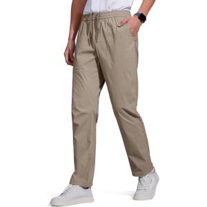 imageFREE SOLDIER Mens Elastic Waist Lightweight Water Resistant QuickDry Hiking Outdoor Casual Sweatpants PantsKhaki