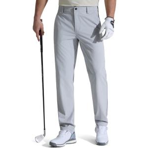 imageFREE SOLDIER Mens Golf Pants Classic Fit Stretch Quick Dry Pants 5 Pockets WaterResistant Casual TrousersLight Gray